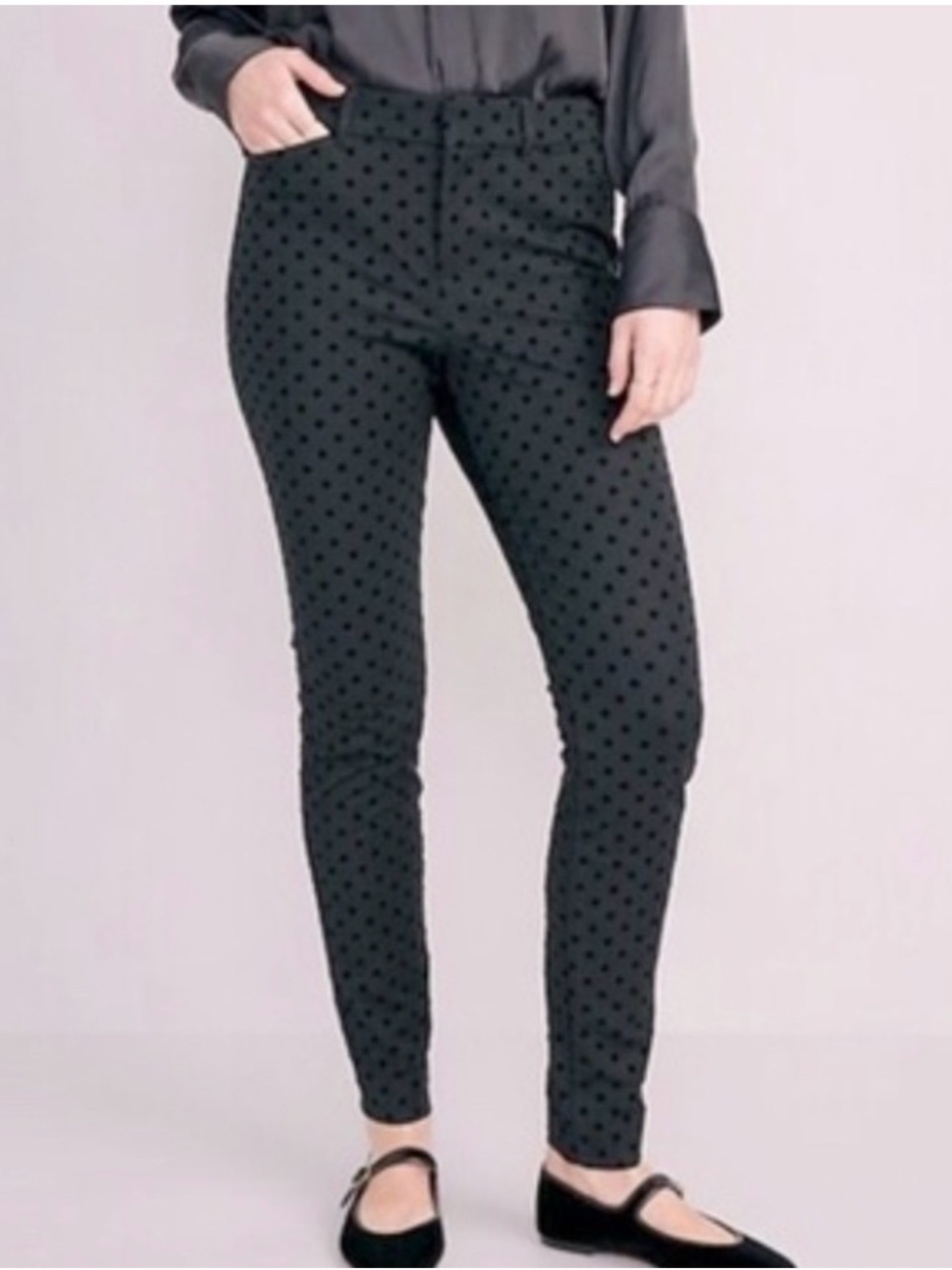 Old Navy Stevie Flocked Black Dot Skinny Leg Pants Size XL